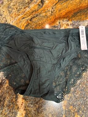 Soma Dark Green Lace-Trim Bikini Panties
